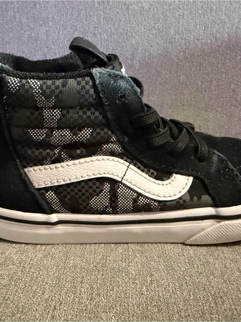 Vans Kids Black High-Top Sneaker with White Stripe